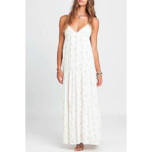 Billabong Sun Lovin White Tiered Floral Long Maxi Dress Size L Floral Lavender